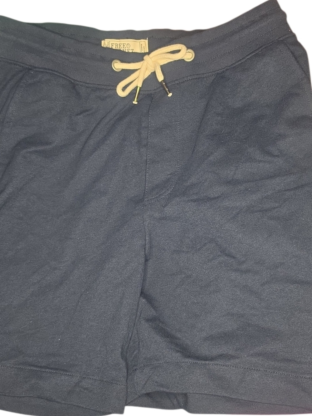 Free Planet Navy French Terry Shorts with Cream Drawcord Mens Small